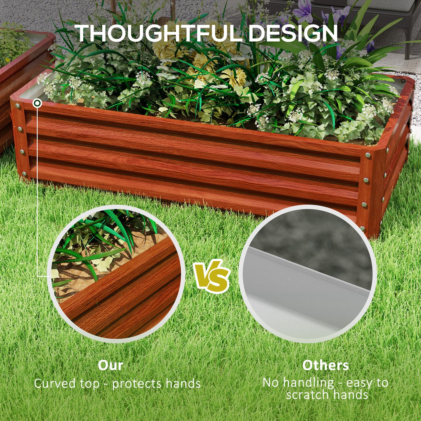 Galvanized Steel Raised Garden Bed 4x2x1 ft Plant Container for Vegetables Herbs