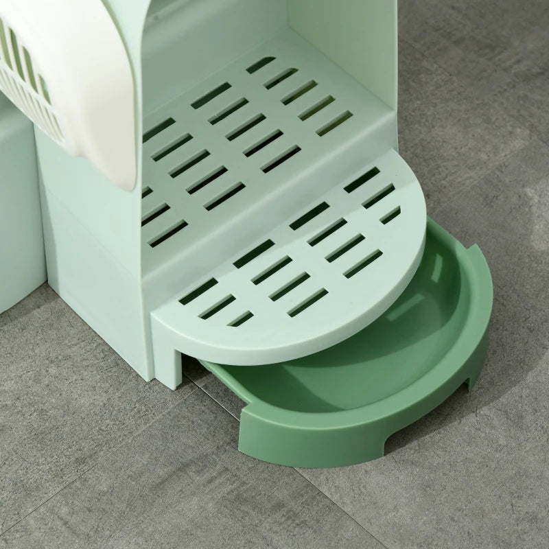 Green Cat Litter Box with Scoop | Easy to Clean, Enclosed & Futuristic Design