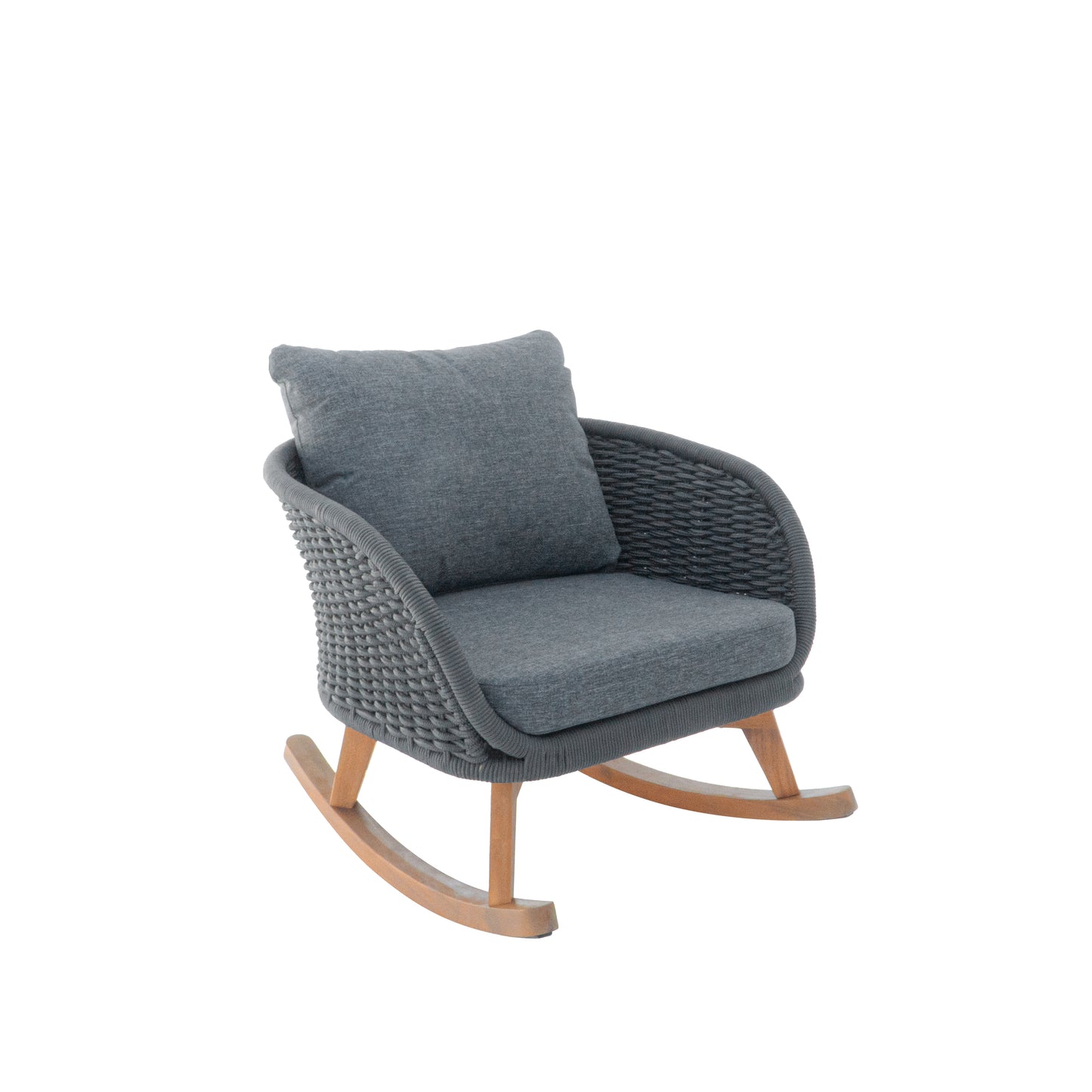 29.5 Contemporary Minimalist Gray Wicker Rocking Chair With Soft