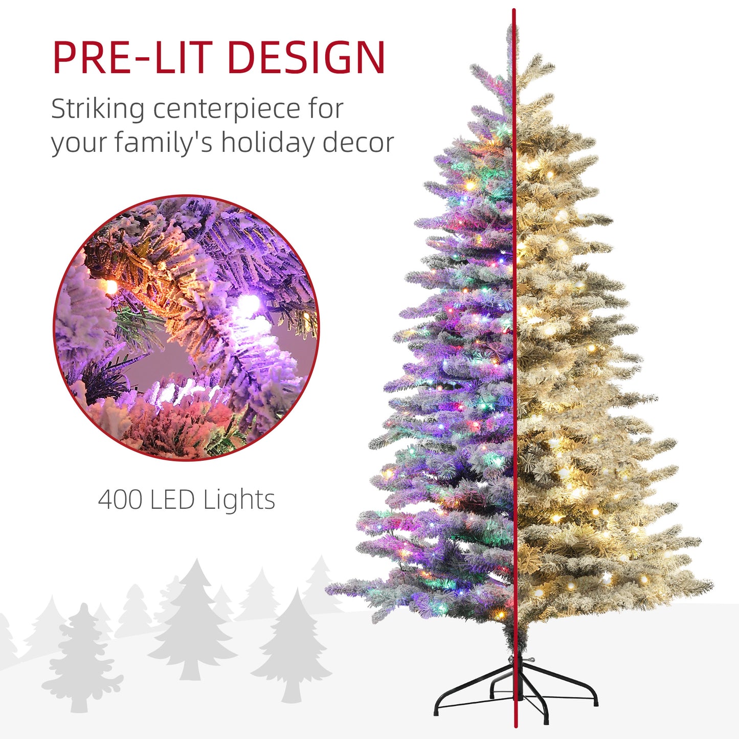6.5 Ft Pre-Lit Mountain Pine Artificial Christmas Tree - Green
