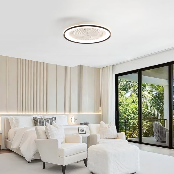 19 Inch RGB Dimmable Ceiling Fan with Remote Control, Bladeless Design for Bedroom & Party