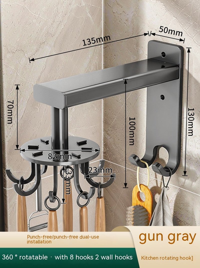 Wall-Mounted Swivel Hook with Multiple Rows Aluminum Frame for Home Storage