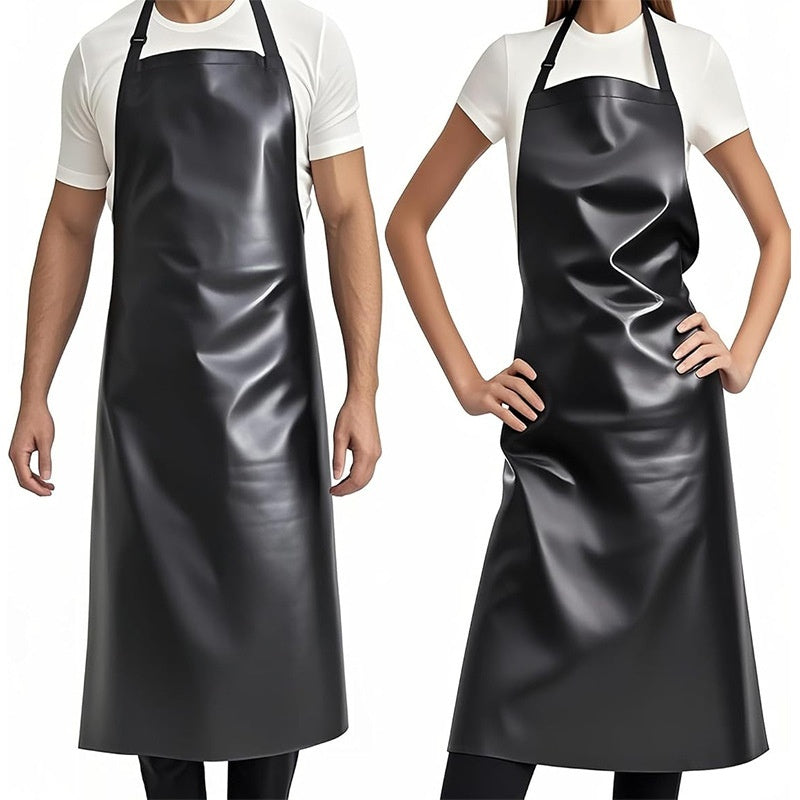 Waterproof PU Neck Apron with Leather Strap - Adjustable Length