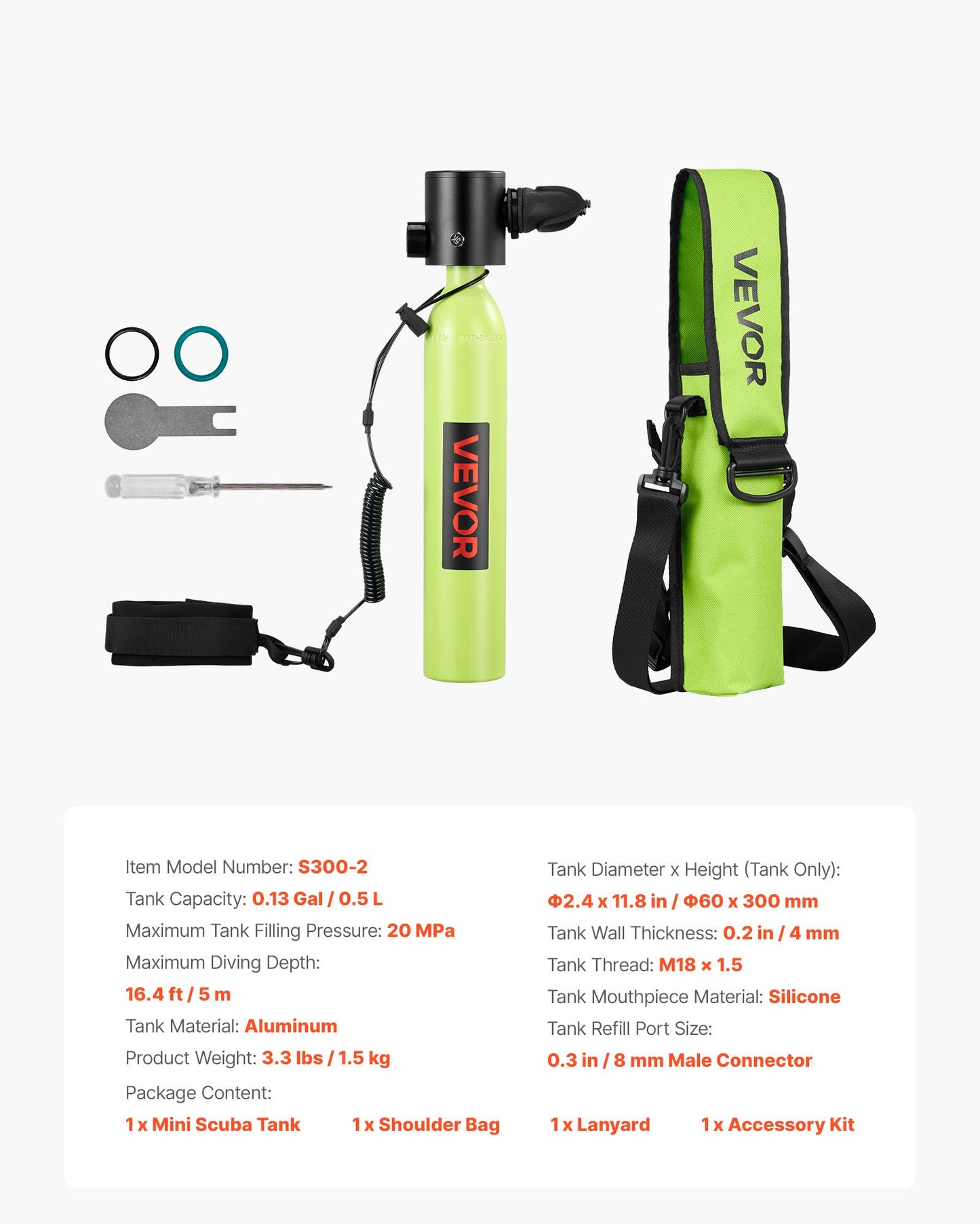 Mini Diving Tank 0.5L Portable Scuba Cylinder for Short Underwater Breathing