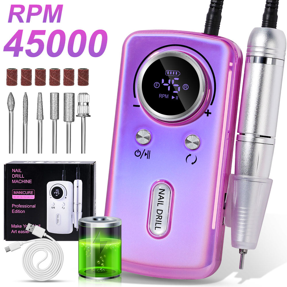 Professional Cordless Nail Drill - 45000 RPM Electric Nail File Kit