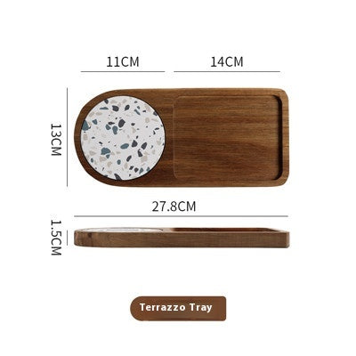 Japanese-Style Solid Wood Water Cup Storage Tray Vintage Bread Plate