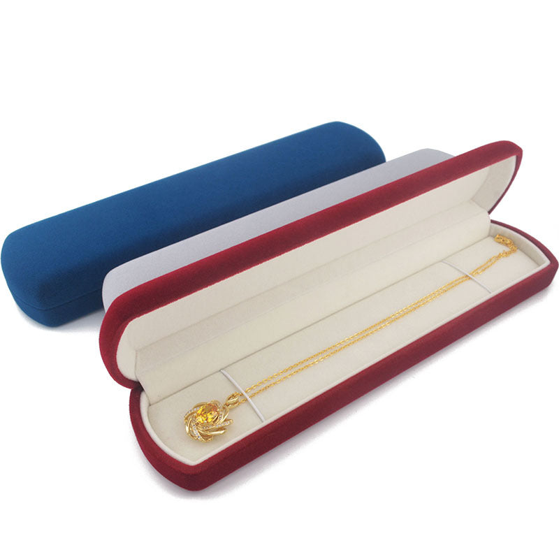 Velvet Jewelry Box with Big Belly Style Oval Compartments for Necklaces Rings and Earrings