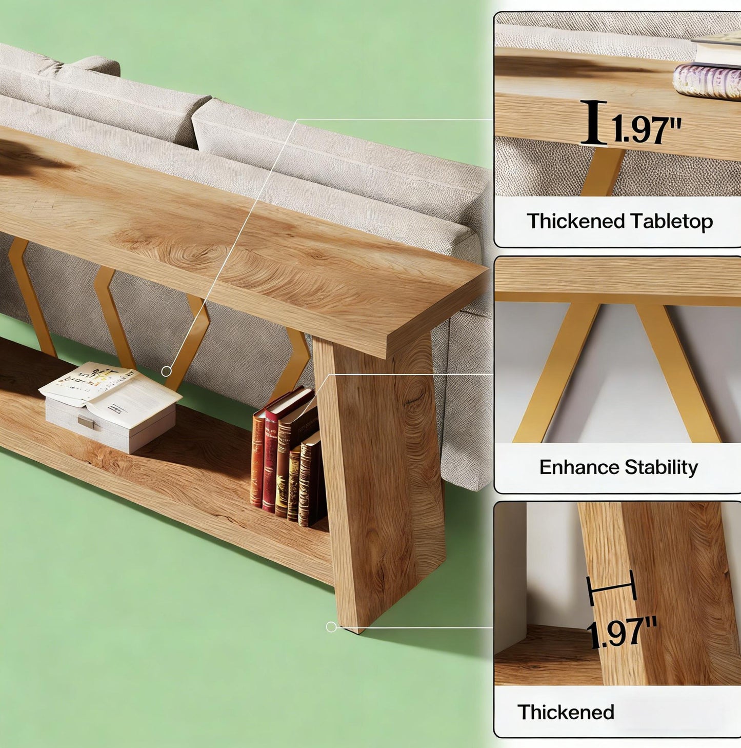 Sofa Console Table - 70.86 Inch Storage Entryway Table