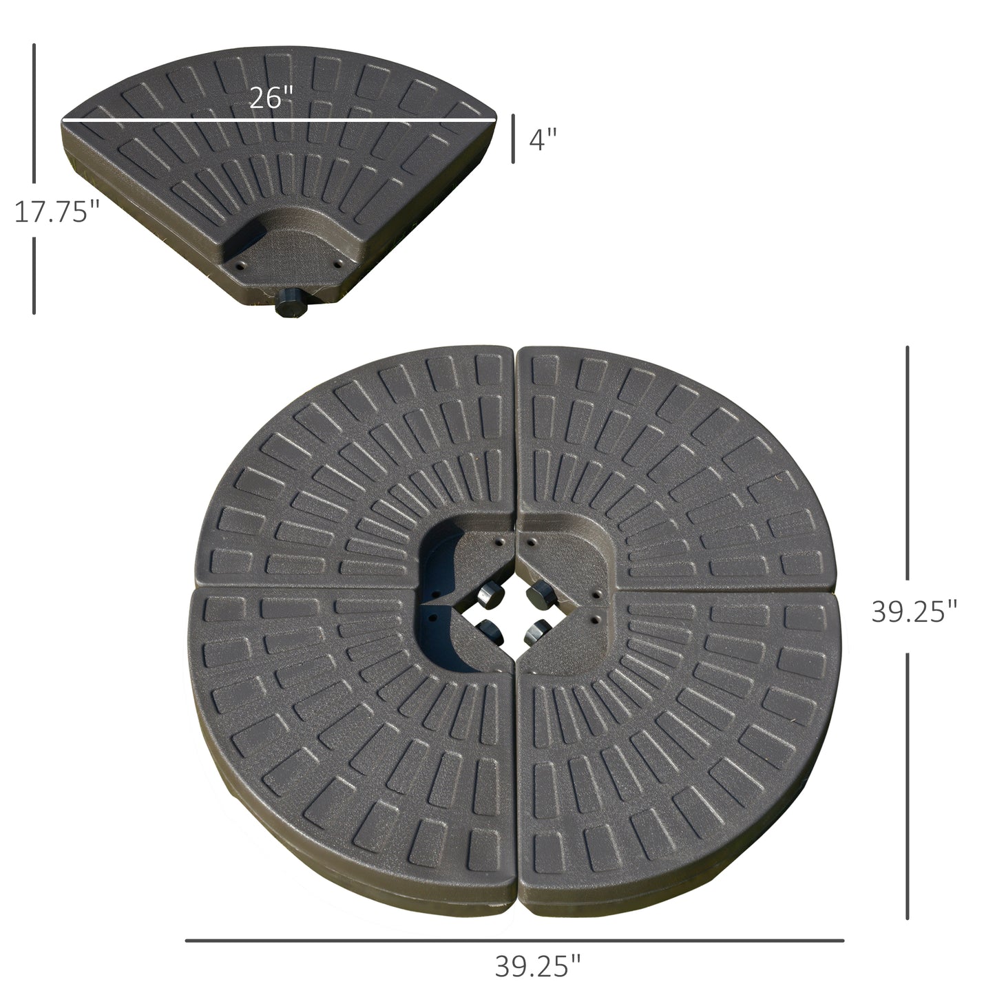 Cantilever Patio Umbrella Base - 4 Piece Set, 220 lbs Capacity, Coffee Brown