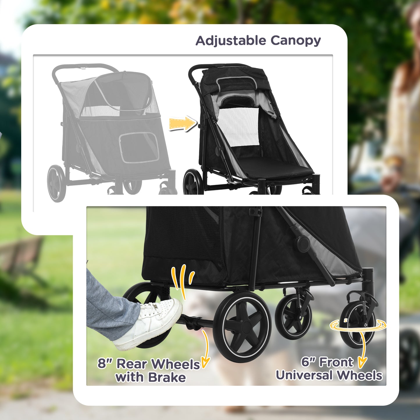 Foldable Dog Stroller for Large & Medium Dogs up to 66 Lbs. with Mesh Window