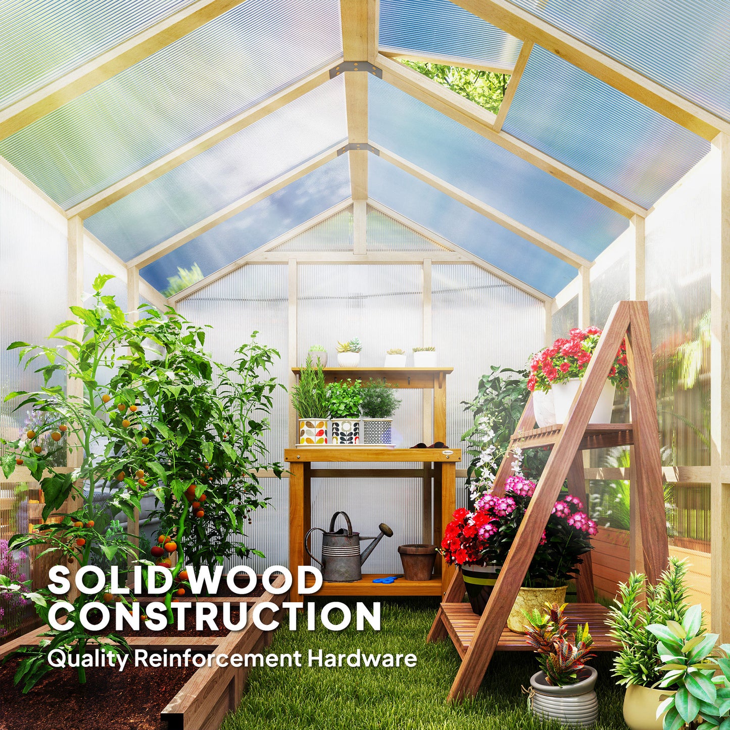 Walk-In Greenhouse Kit - 6.6 x 8 Ft. Polycarbonate with Lockable Door