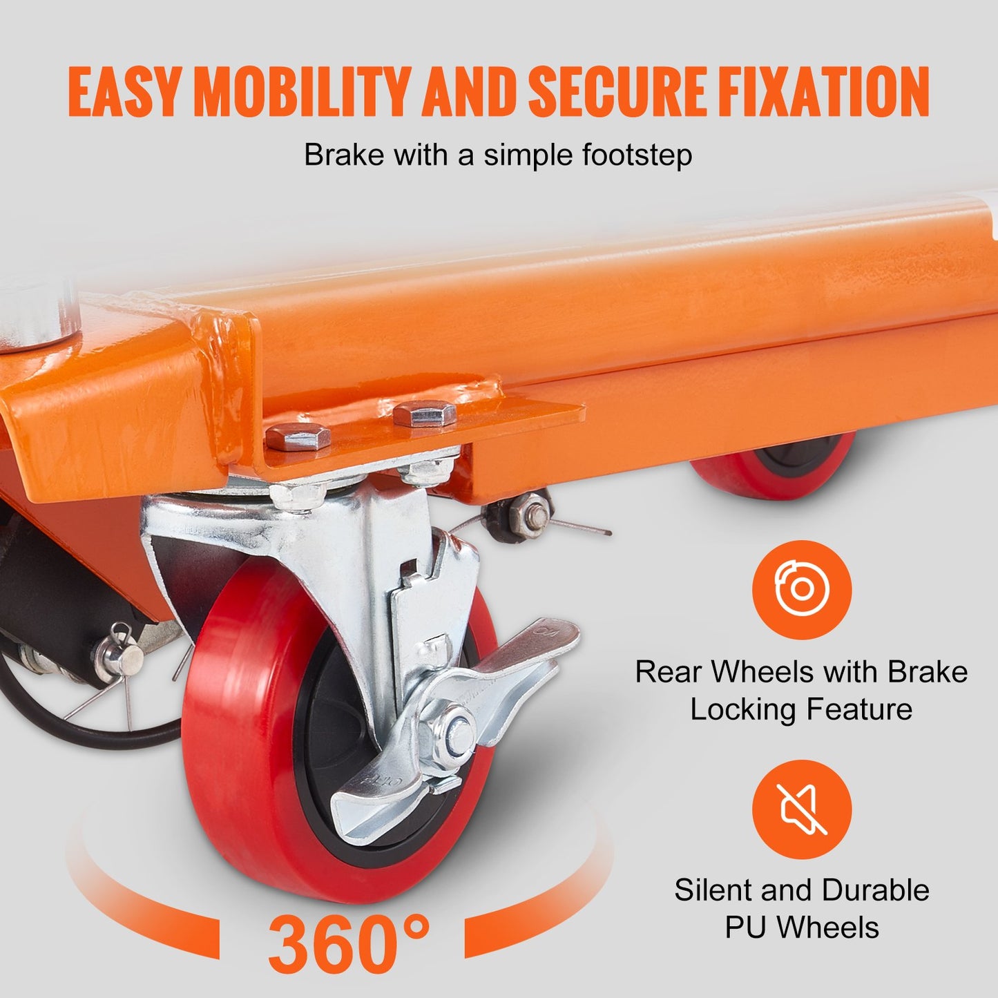 Hydraulic Lift Table Cart 330lbs Capacity with Non-slip Pad - Orange