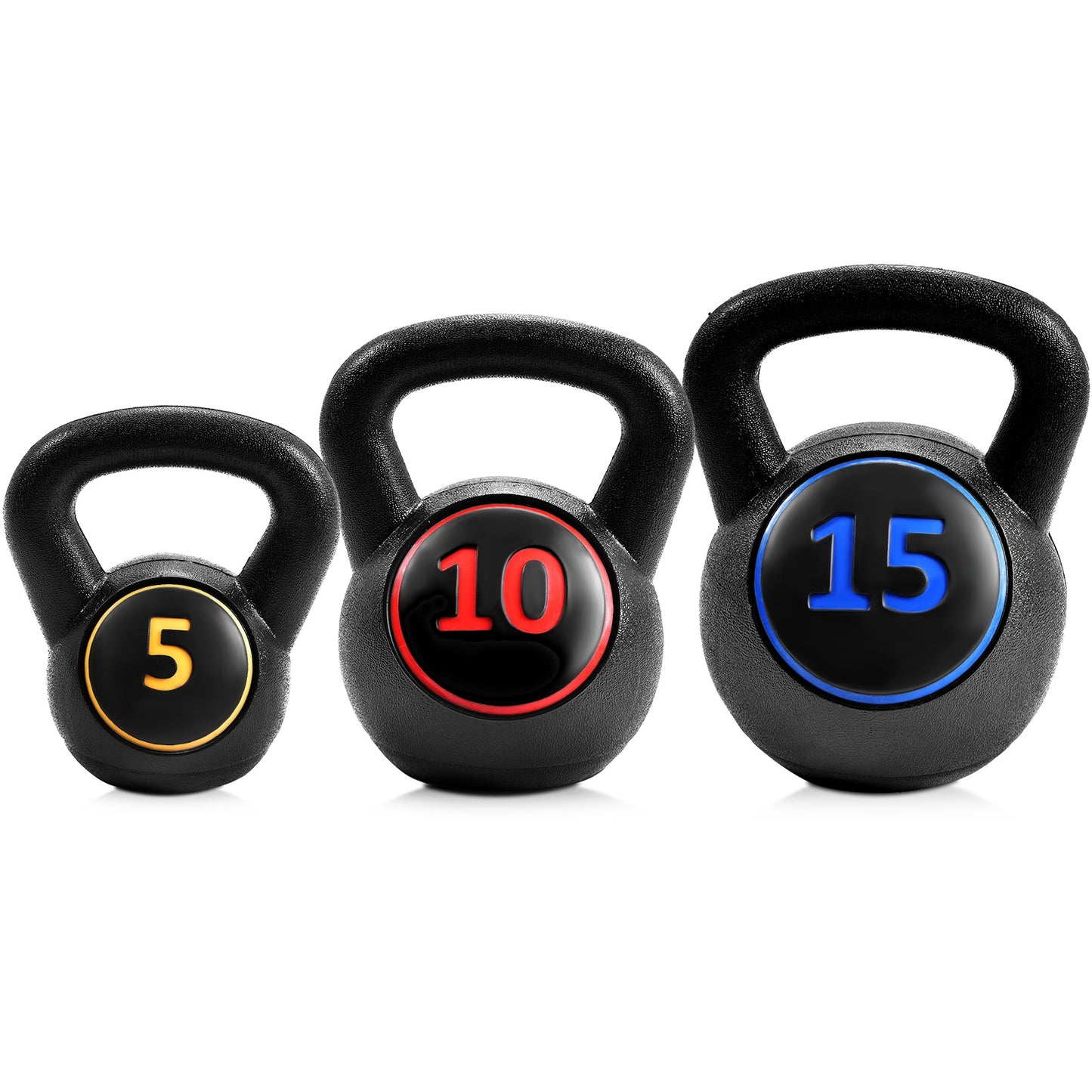 Kettlebell Weight Set - 3 Pieces (5, 10, 15 lbs) for Strength Training