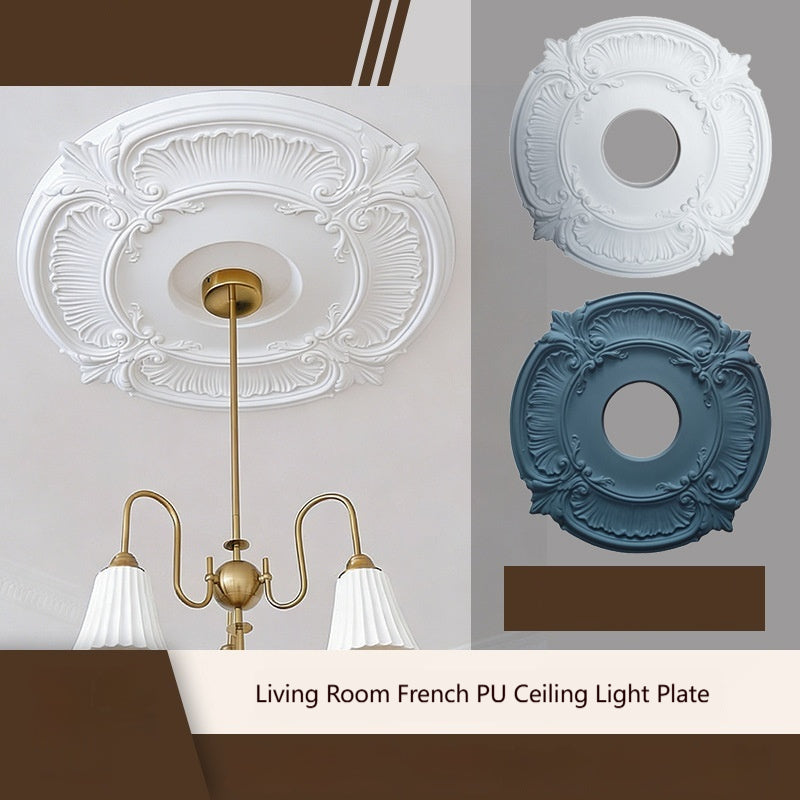French-Style PU Molded Ceiling Light Fixtures Imitating Plaster Finish