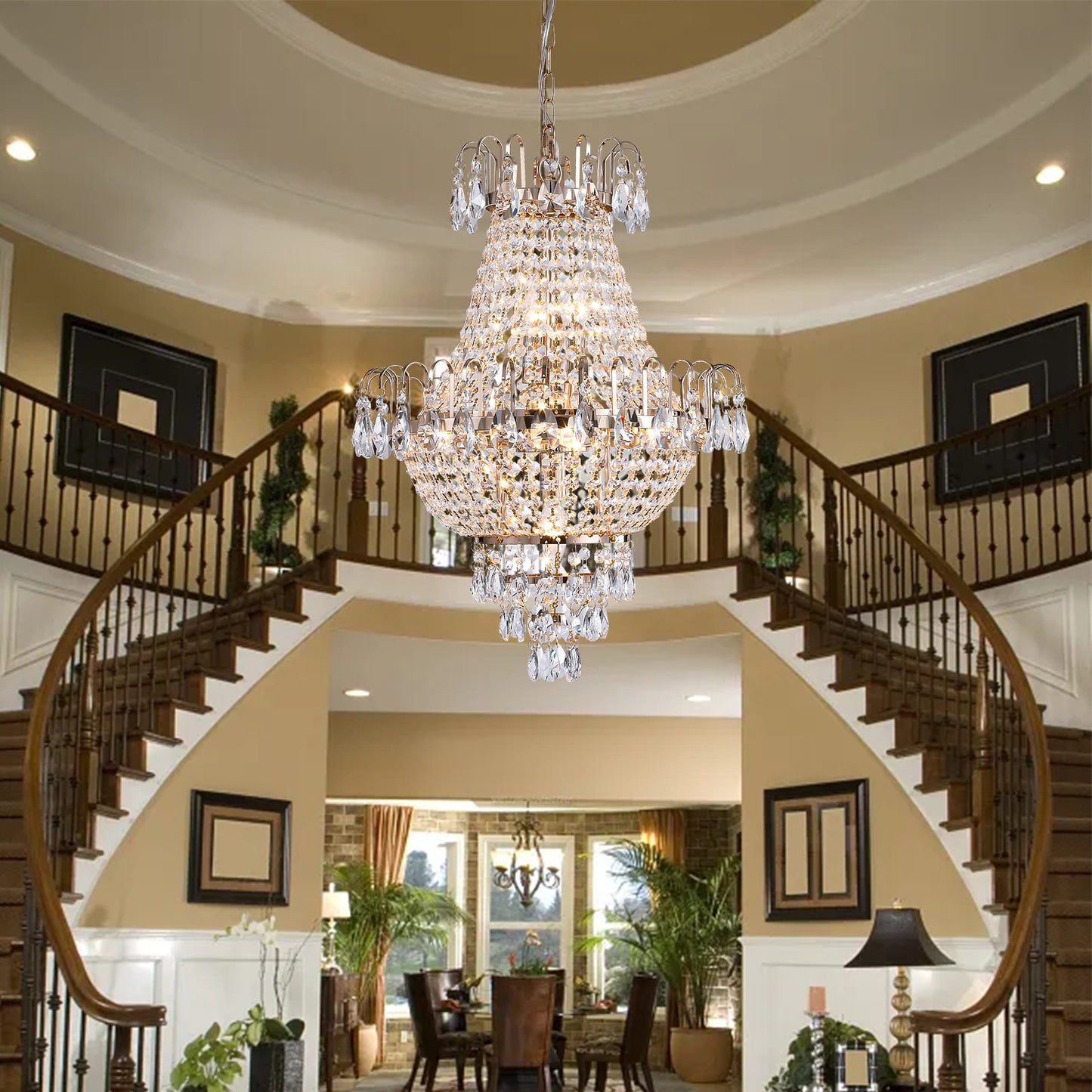 Large Gold Crystal Chandelier - Luxury Ceiling Light Fixture