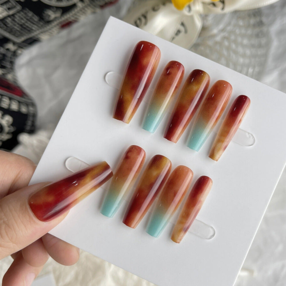 Gradient Autumn & Winter Nail Art Kit with Colorful Nail Stickers and Sealing Layers