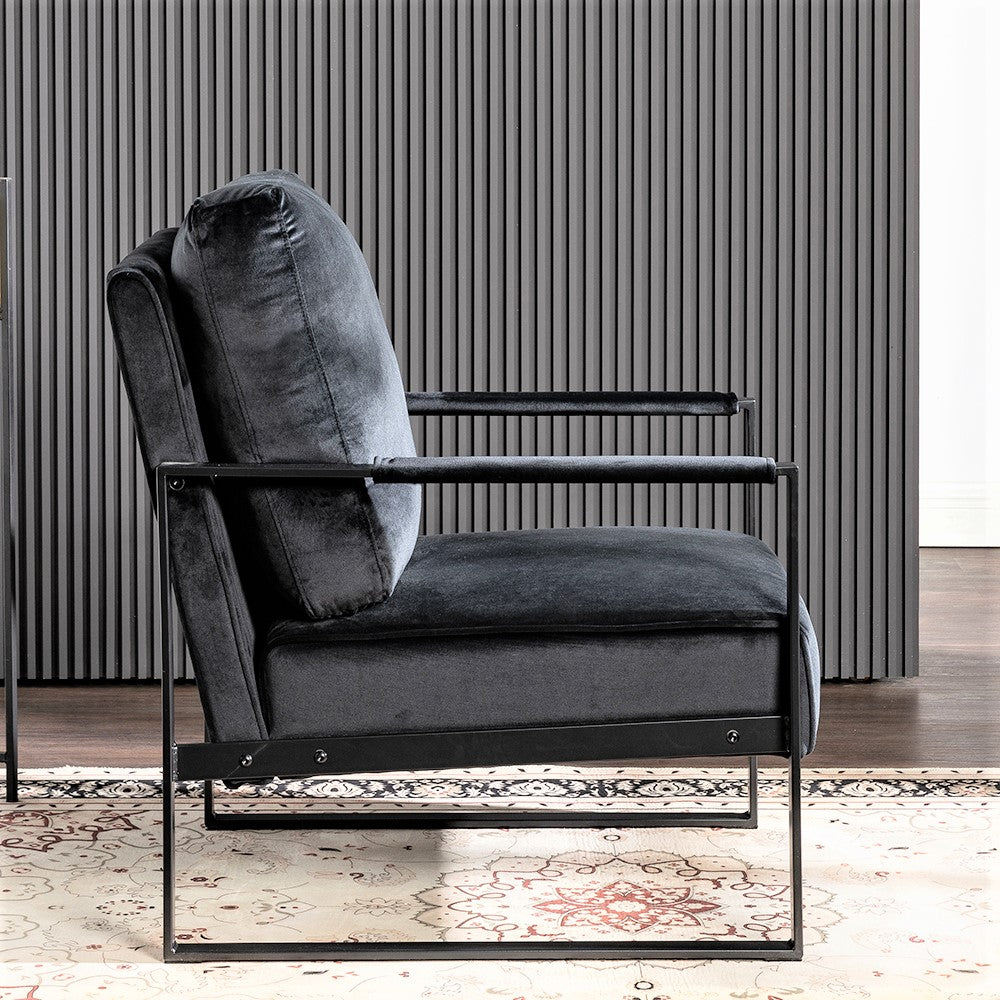 Classic Mid Century Modern Accent Chair With Durable Square Metal