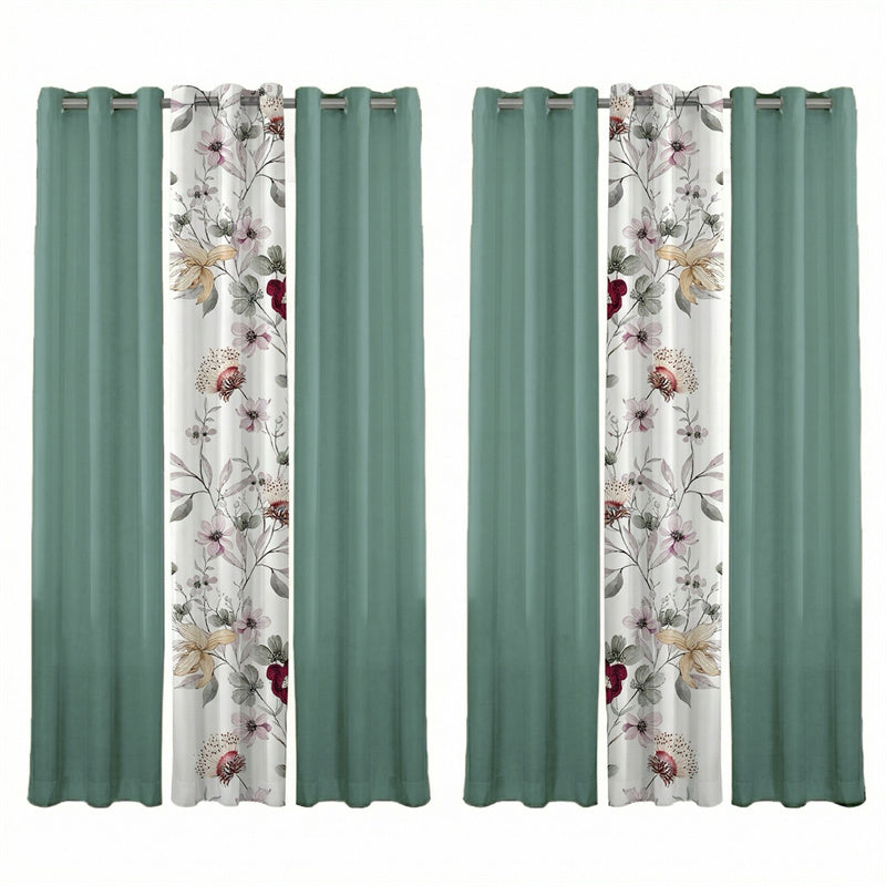 6-Piece Semi-Sheer Curtain Set with Botanical Floral Print