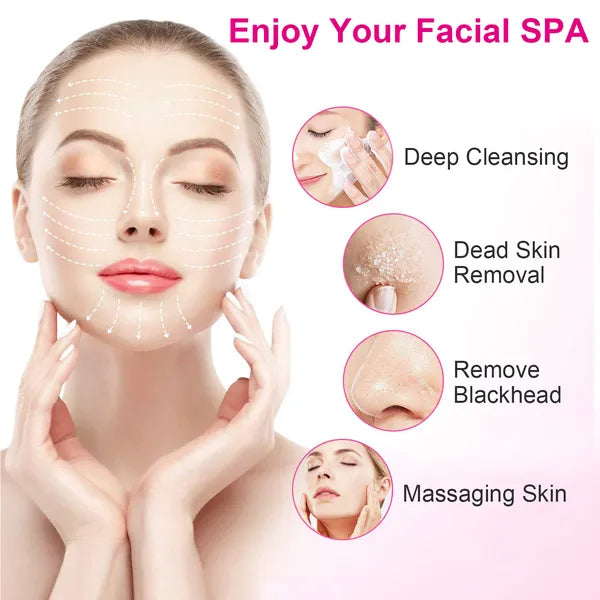 Electric Facial Cleansing Brush with 5 Brush Heads - Pink