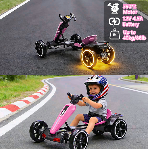 12V Kids Electric Pedal Go Kart with Adjustable Seat & EVA Wheels