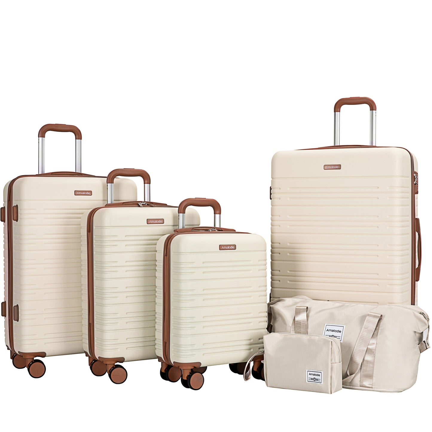 6-Piece Hard Shell Luggage Set with TSA Lock - Beige