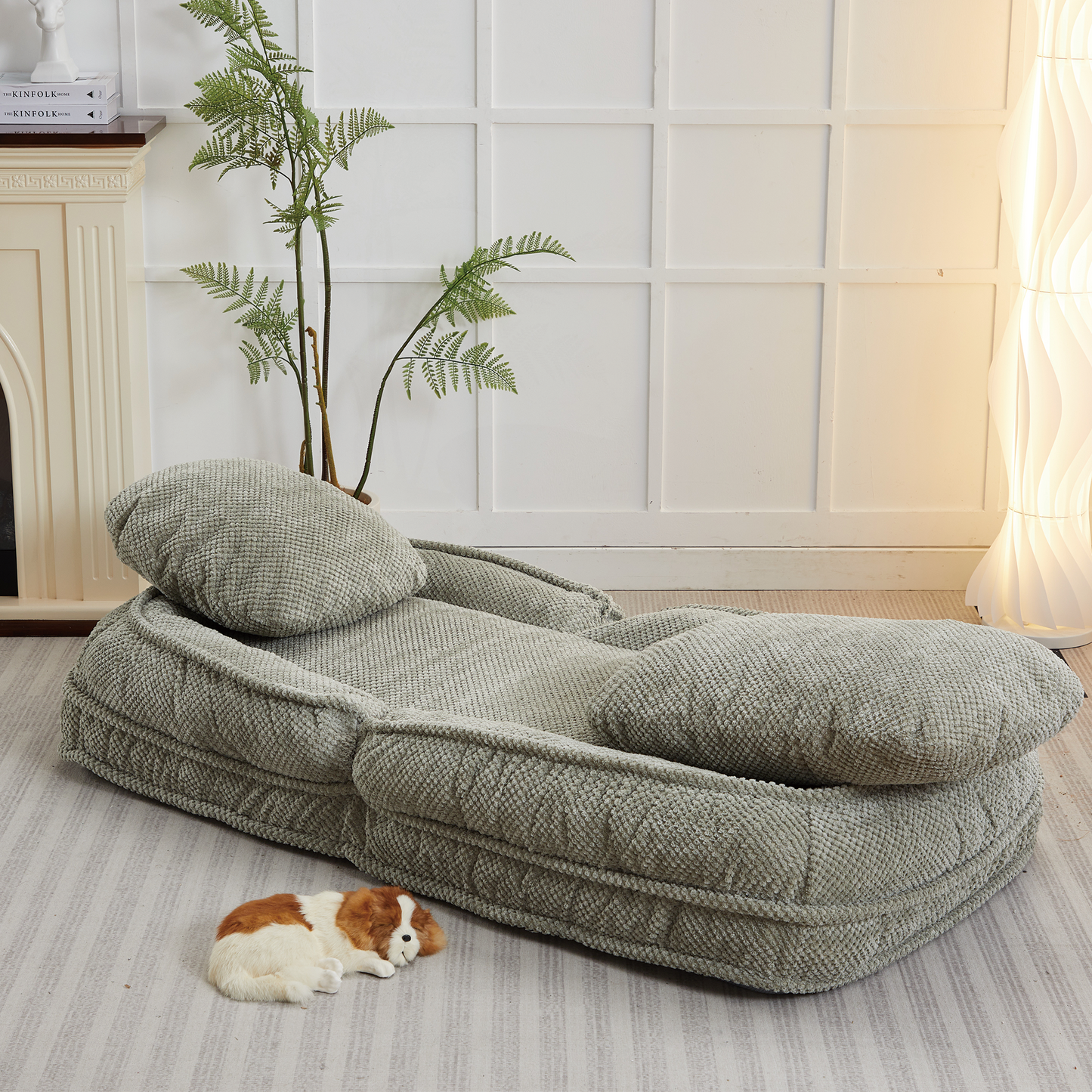 Adjustable Human Dog Bed Lazy Sofa Couch with Foldable Seat Green