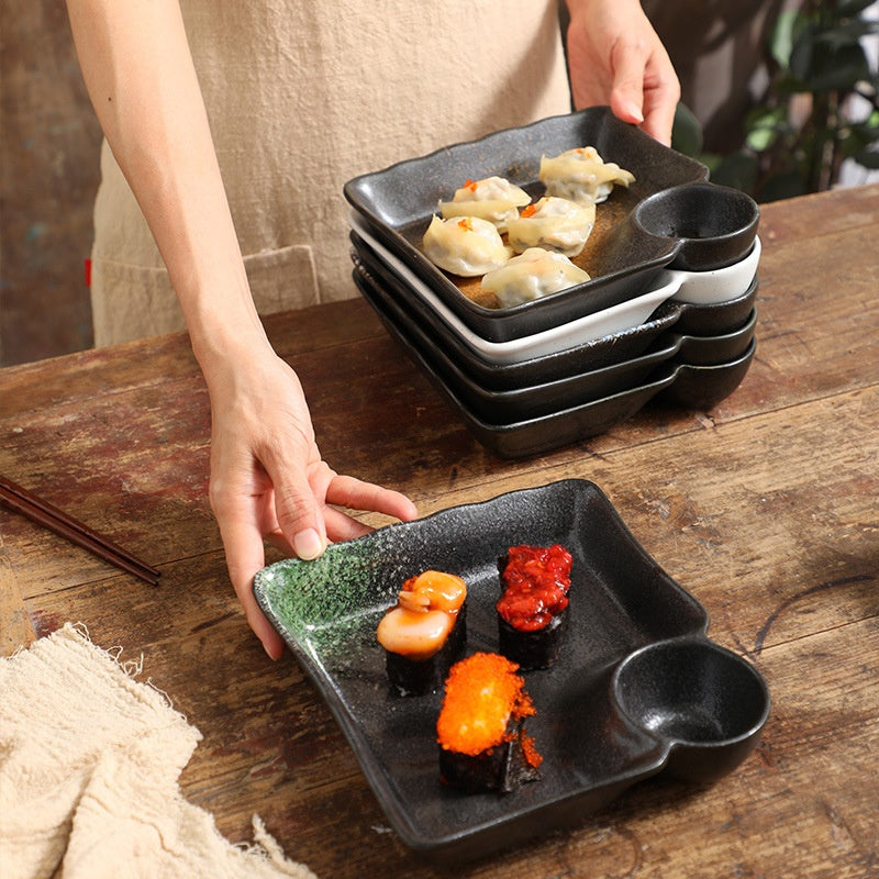 Ceramic Dumpling Plate - Creative Sushi & Household Dish, Multiple Colors
