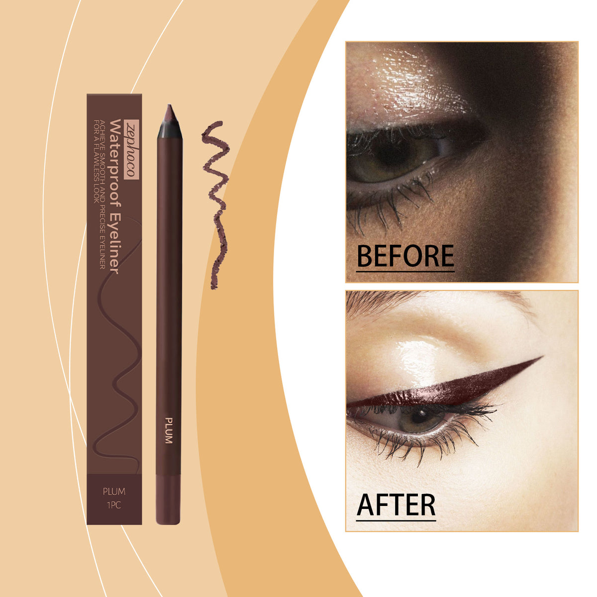 Waterproof Plum Eye Liner Pencil - Long-Lasting Eye Makeup