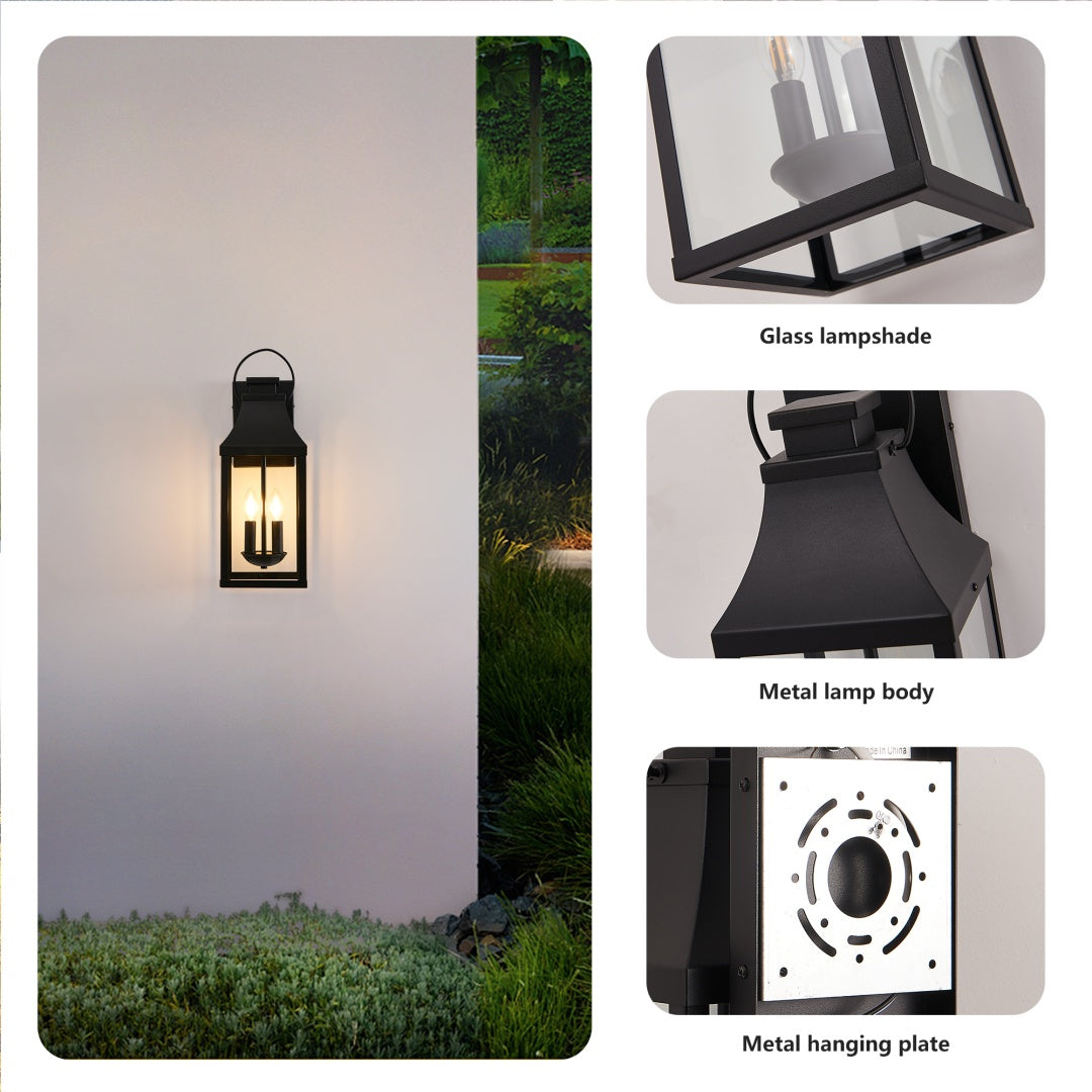 Modern Black Outdoor Wall Light Fixture - 2-Light Sconce
