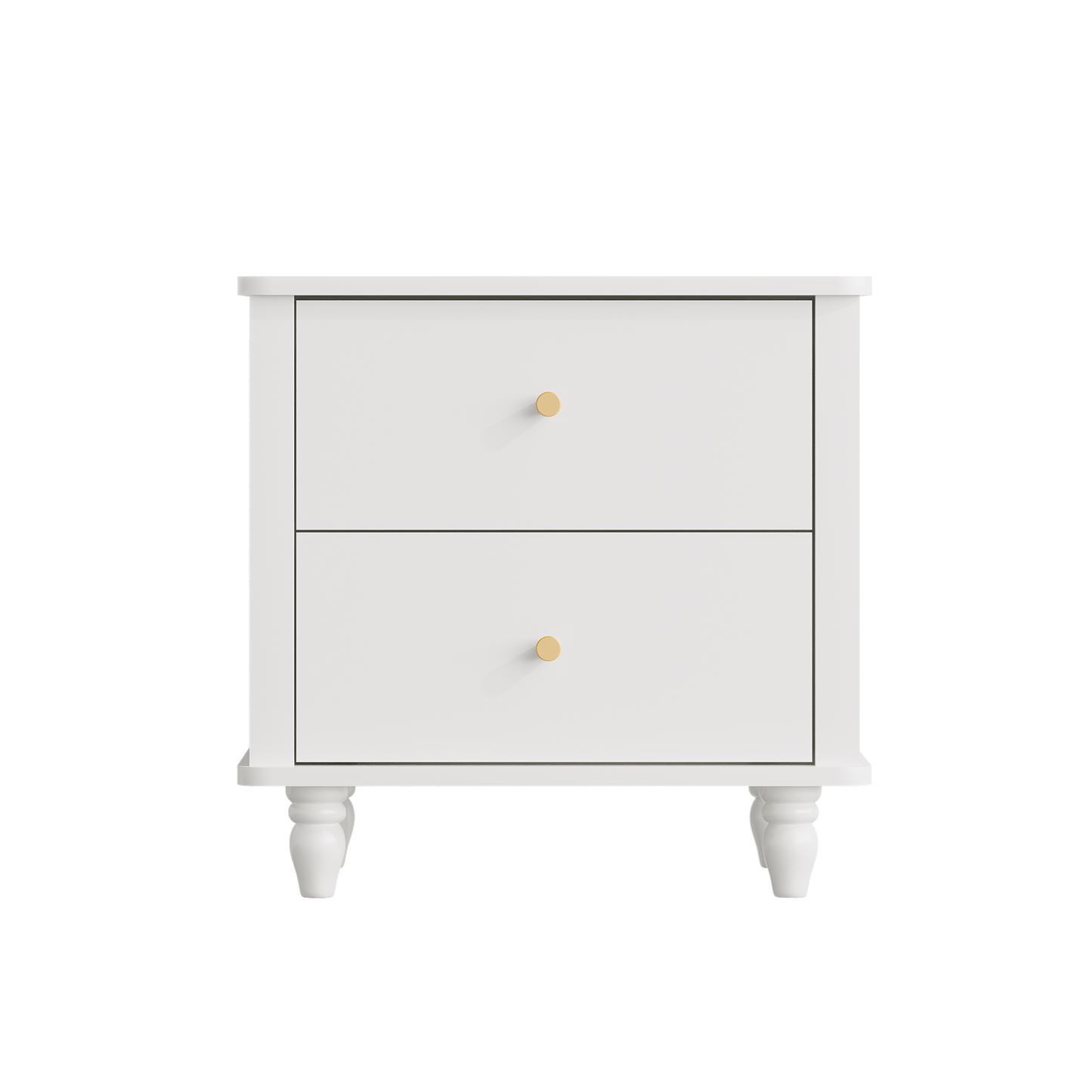 Modern White 2-Drawer Nightstand - MDF Bedside Table