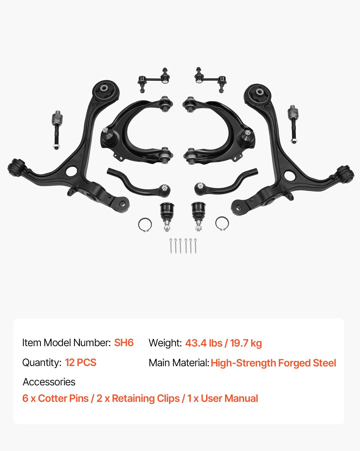 Control Arms Kit for Acura TSX & Honda Accord Suspension Replacement - 12PCS