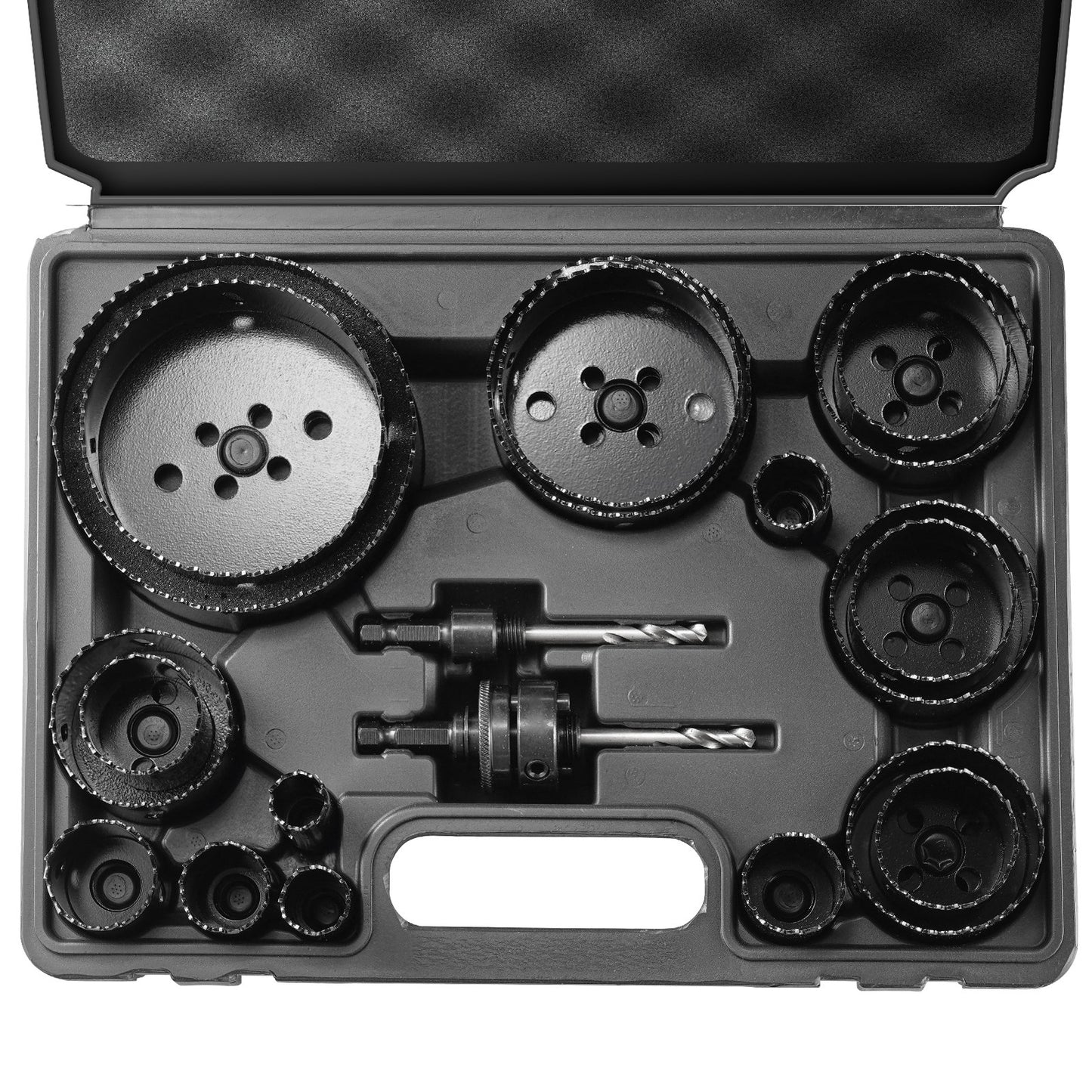 18-Piece Hole Saw Kit with Bi-Metal Blades for Wood, Plastic & Metal - Black