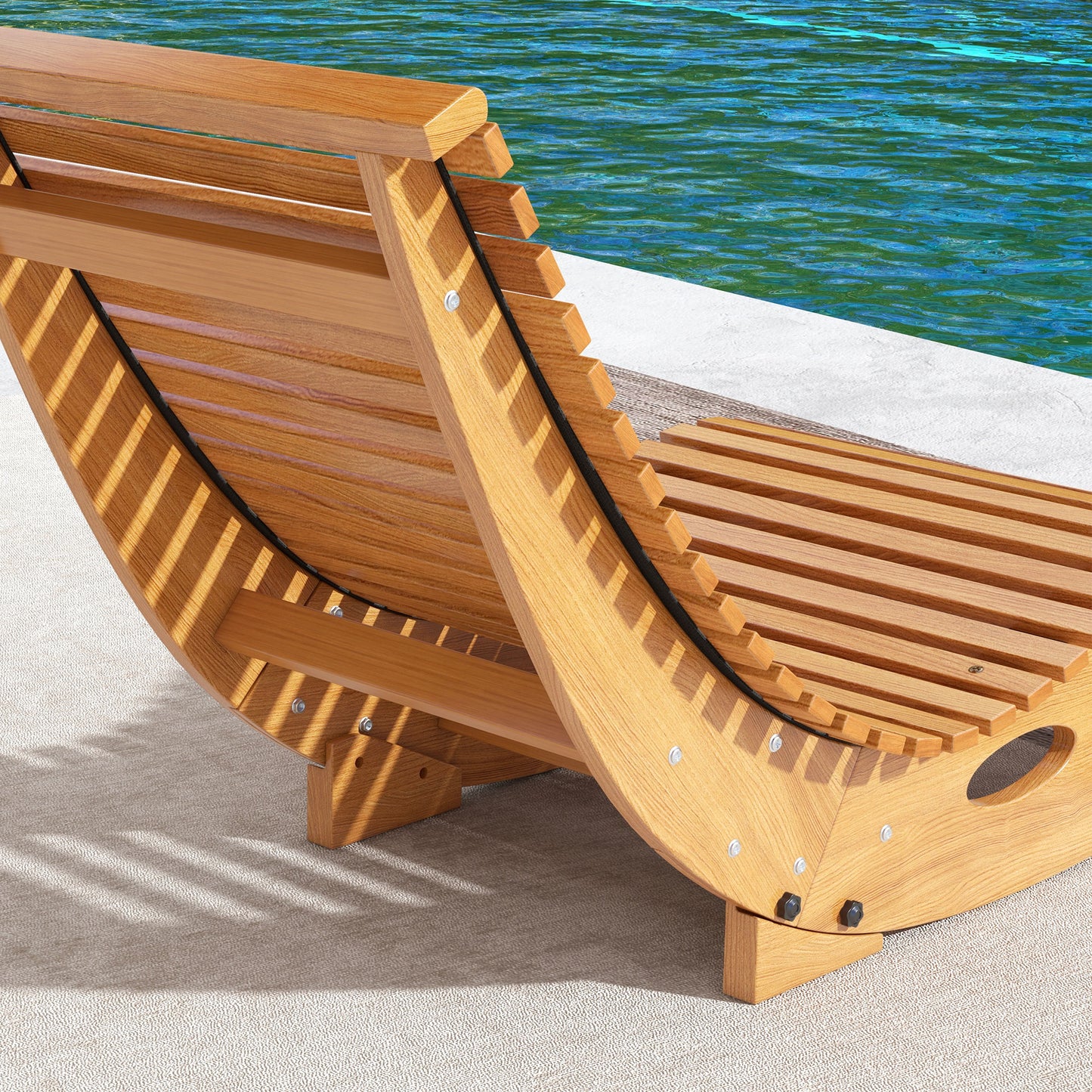 Ergonomic Outdoor Rocking Chair - Teak Wooden Rocker