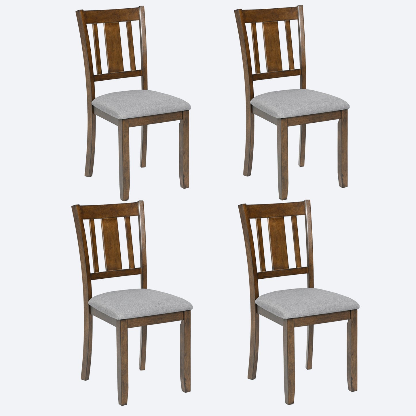 Walnut Wooden Dining Chairs Set of 4 with Padded Seats