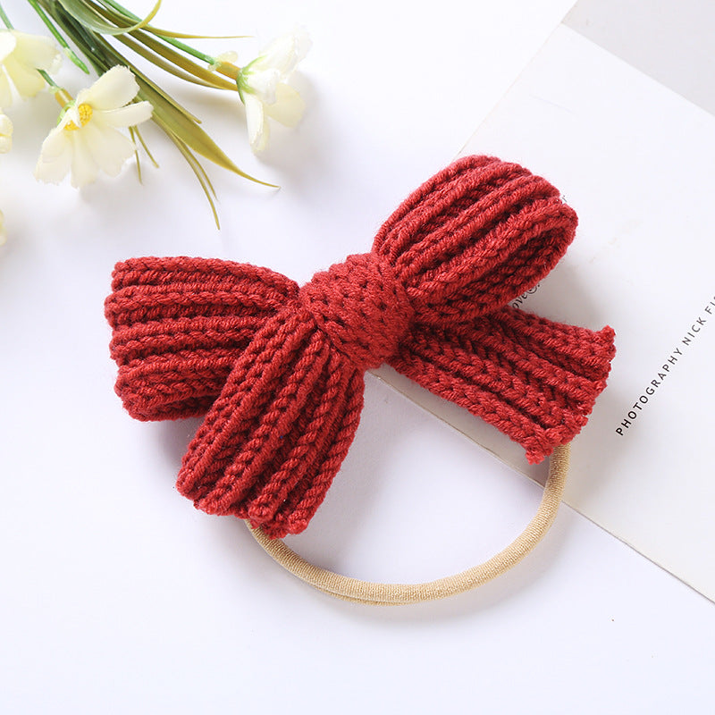 European and American Style Wool Bow Baby Hair Band - Assorted Colors, 10.5x7cm