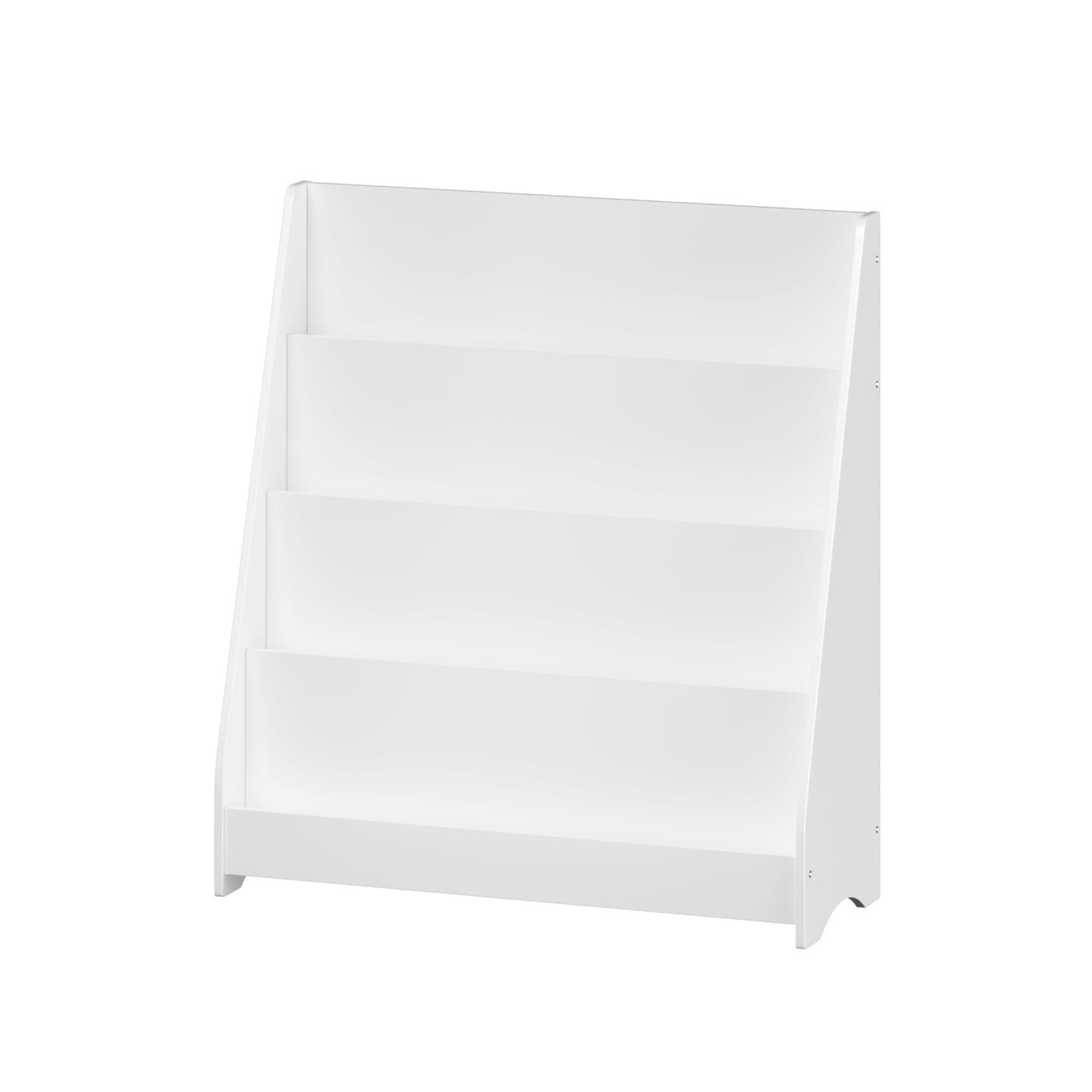 4-Tier Kids Bookshelf - White MDF Book Display Organizer