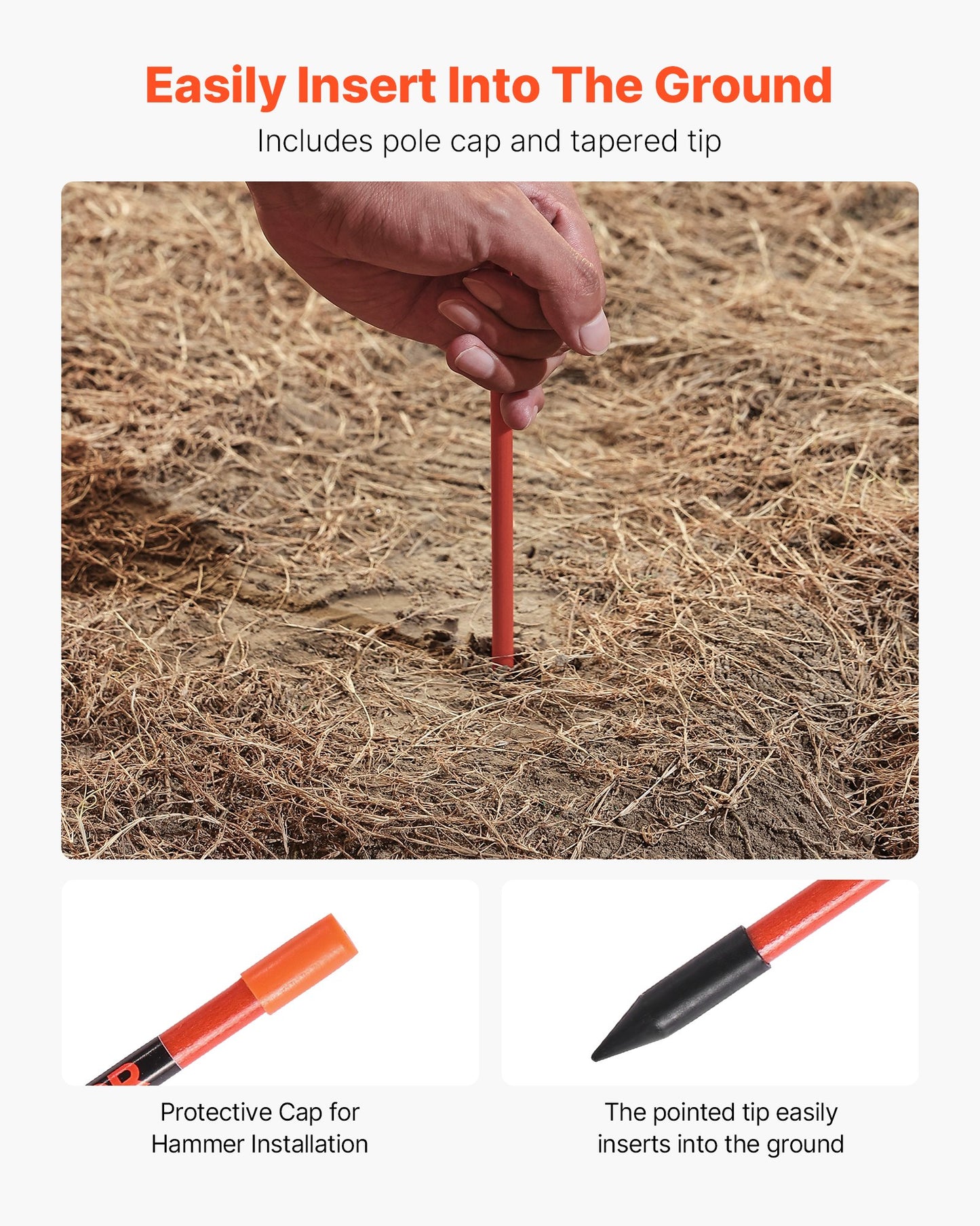 Reflective Driveway Markers 72 Inch Snow Stakes Orange - 100 Pack