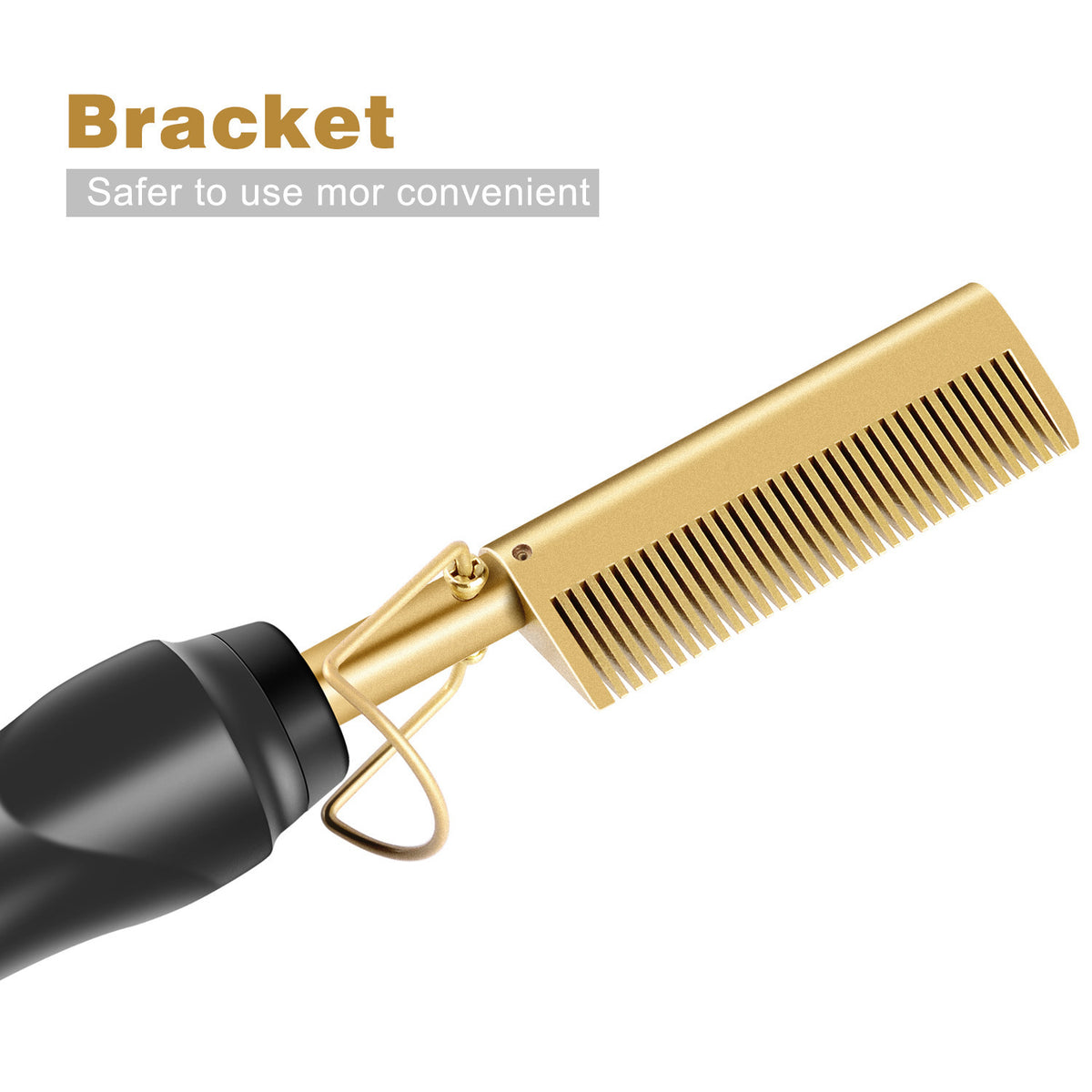 Electric Hot Comb for Hair Straightening & Curling - Wet & Dry Use, Black