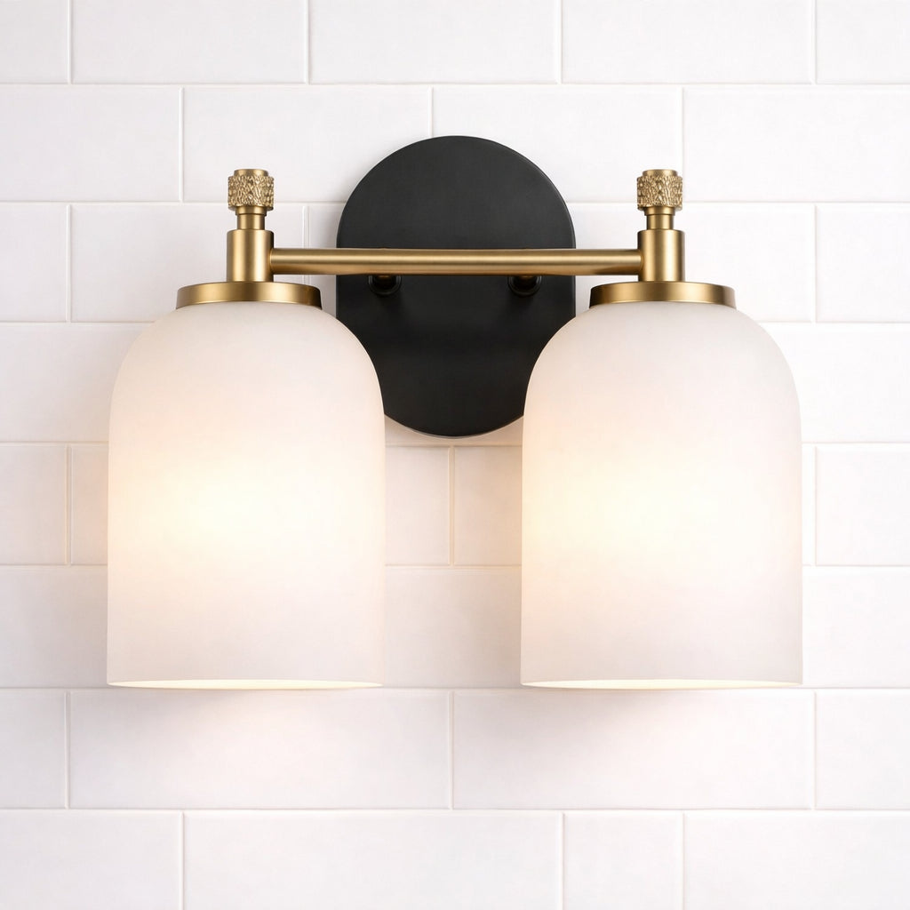 Vortex Traditional Style Two Lights Vanity Over Bathroom Mirror Wall