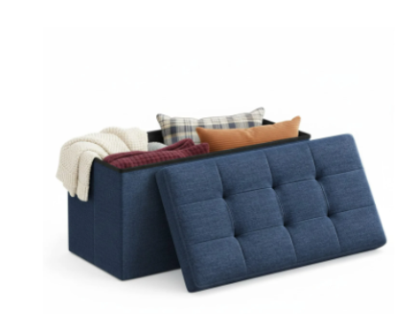 Foldable Storage Bench - 43 Inch, 660 lbs Capacity, Blue PE