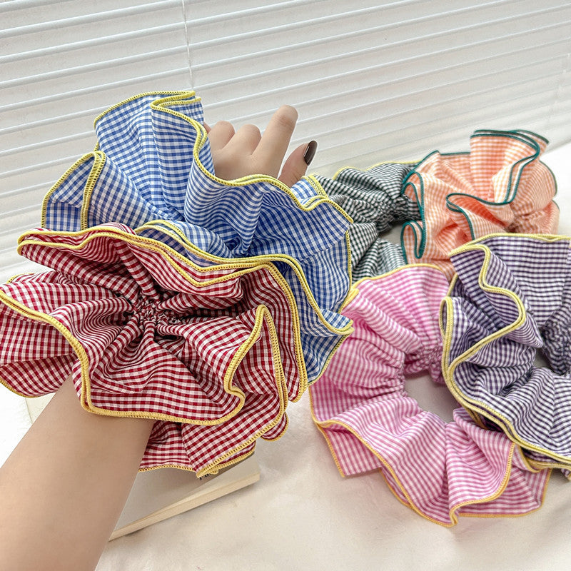 Women's Mori Style Floral Plaid Hair Ring Headdress