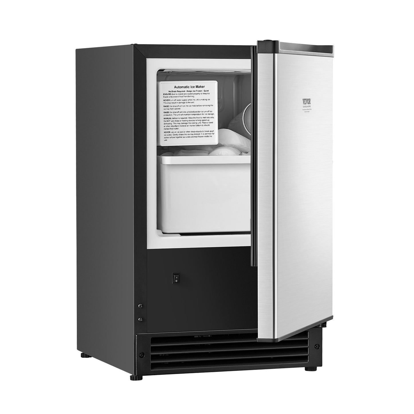 Undercounter Ice Maker 15 Lb/Day Built-In Kitchen Ice Machine with Reversible Door