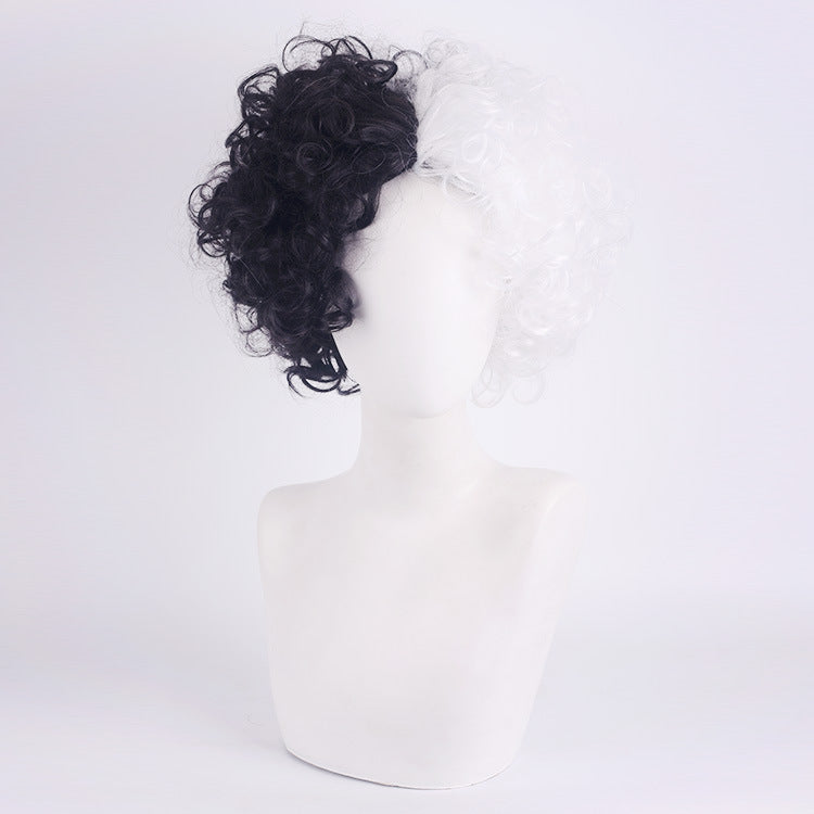 Black and White Yin Yang Anime Wig for Ladies - Synthetic Hair, Qi Bang Style