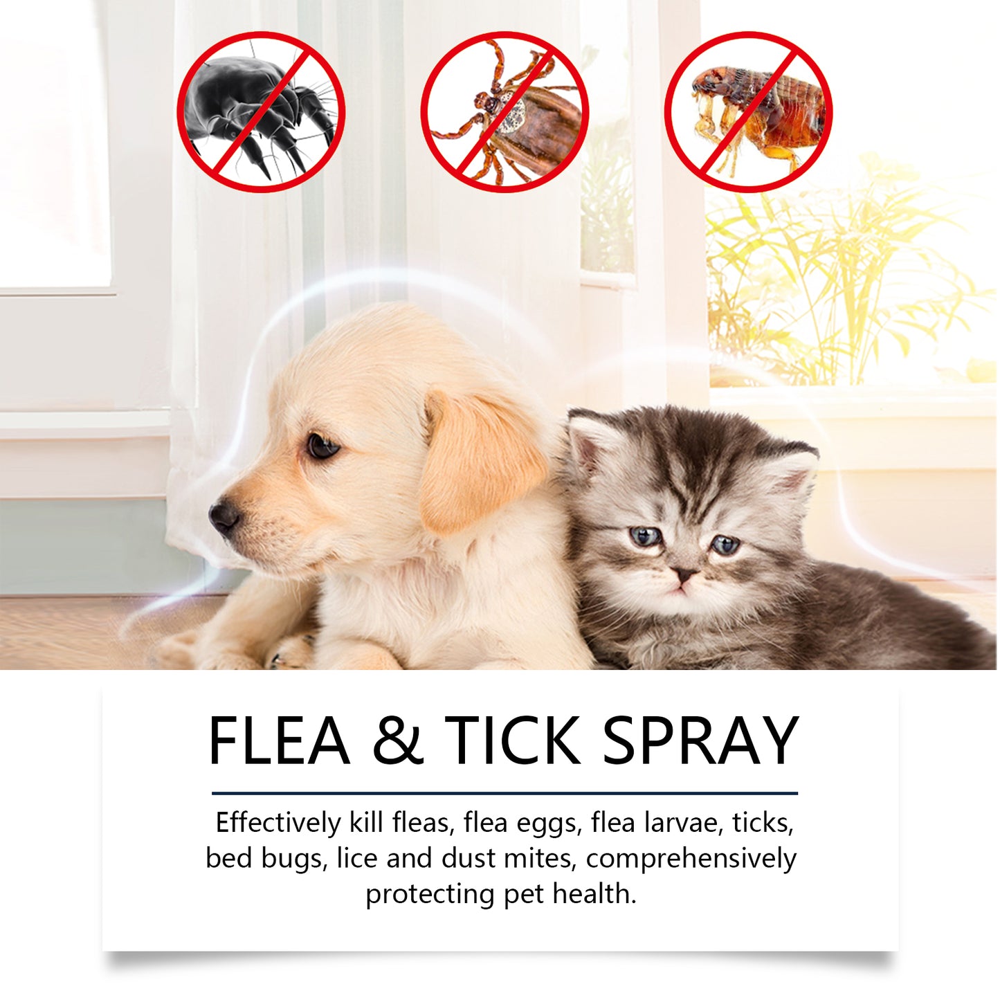 Natural Flea & Tick Spray for Dogs & Cats - Plant-Based Pest Repellent, 100ml