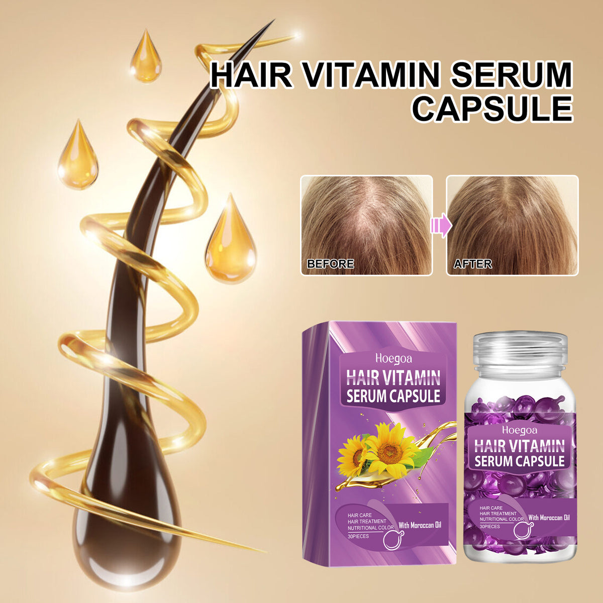 Hair Care Essential Oil Capsules - 30 Pieces