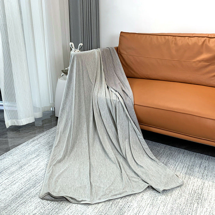 Cooling Cotton Blanket 150x200cm Washable Gray Bedding for Spring and Summer