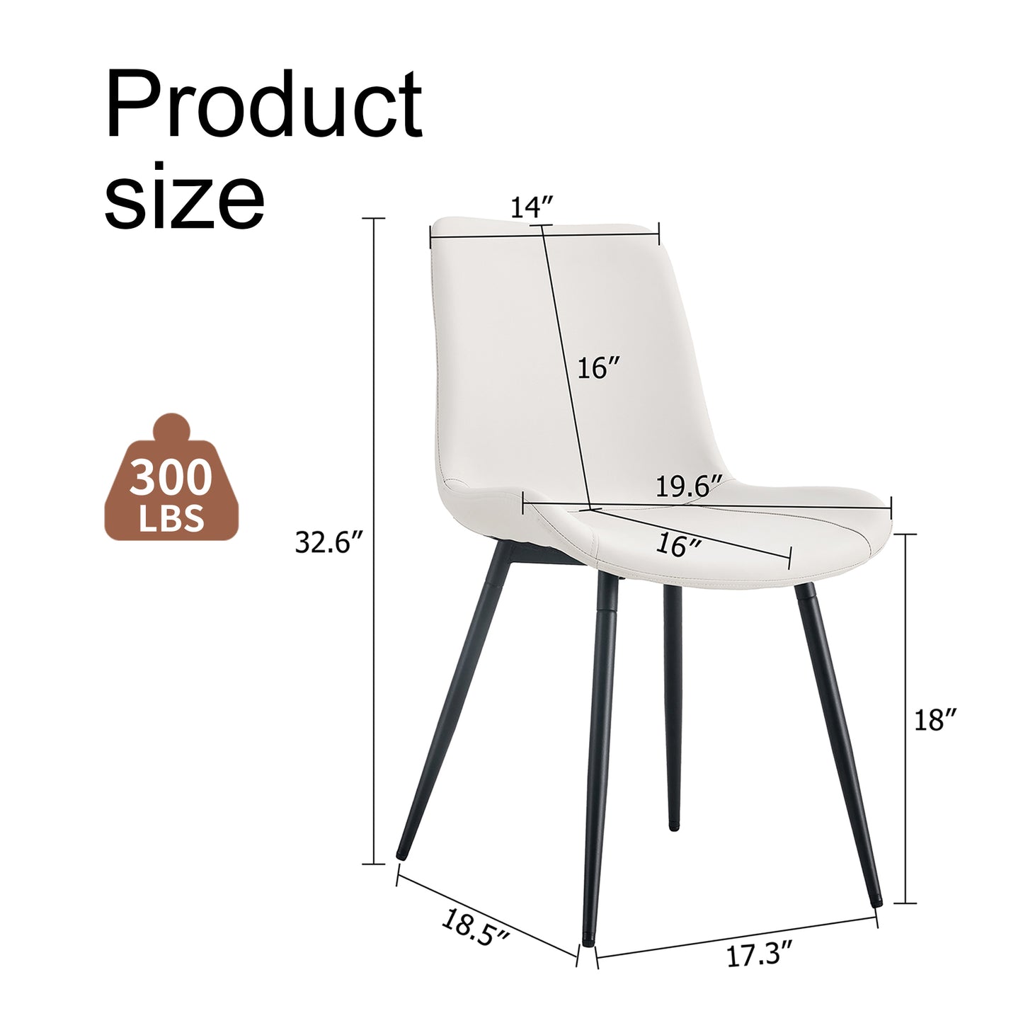 White Artificial Leather Backrest Cushion Dining Chair, Black Metal