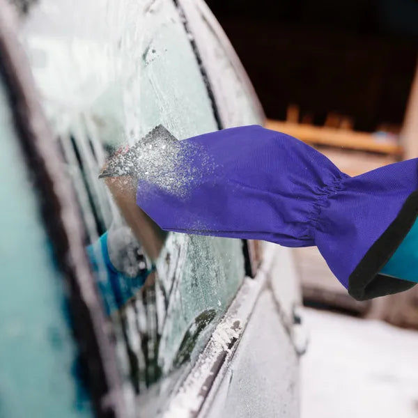Ice Scraper Glove with Fleece Lining for Snow and Ice Removal - Purple