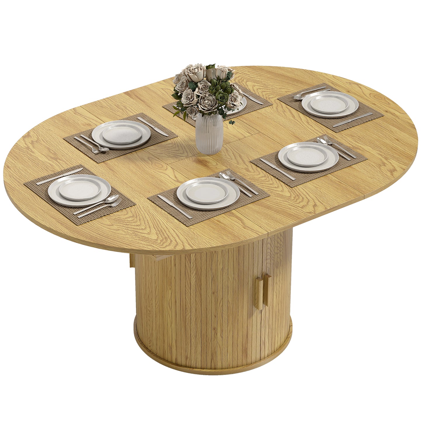 Extendable Dining Table for 6, 60" Farmhouse Kitchen with 2-Tier