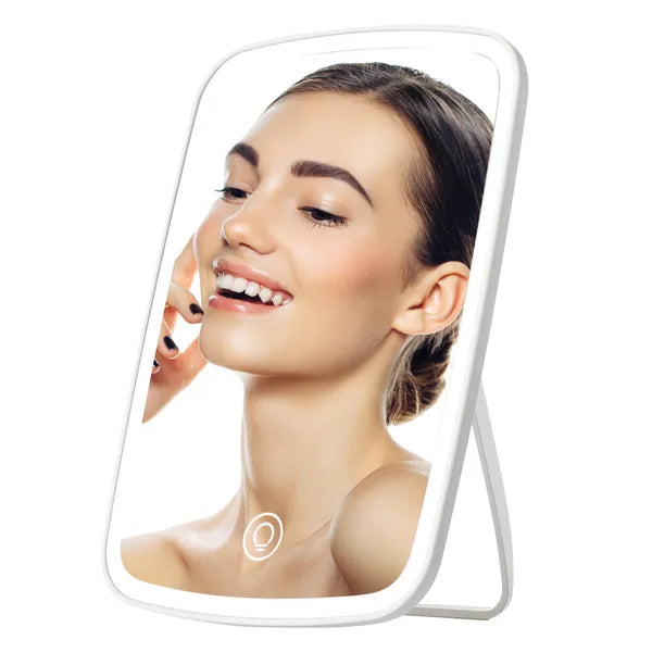 LED Lighted Makeup Mirror with 3 Color Modes - USB Rechargeable